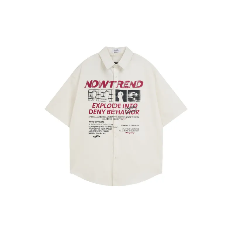 Trendy Letter Cotton Shirt-0