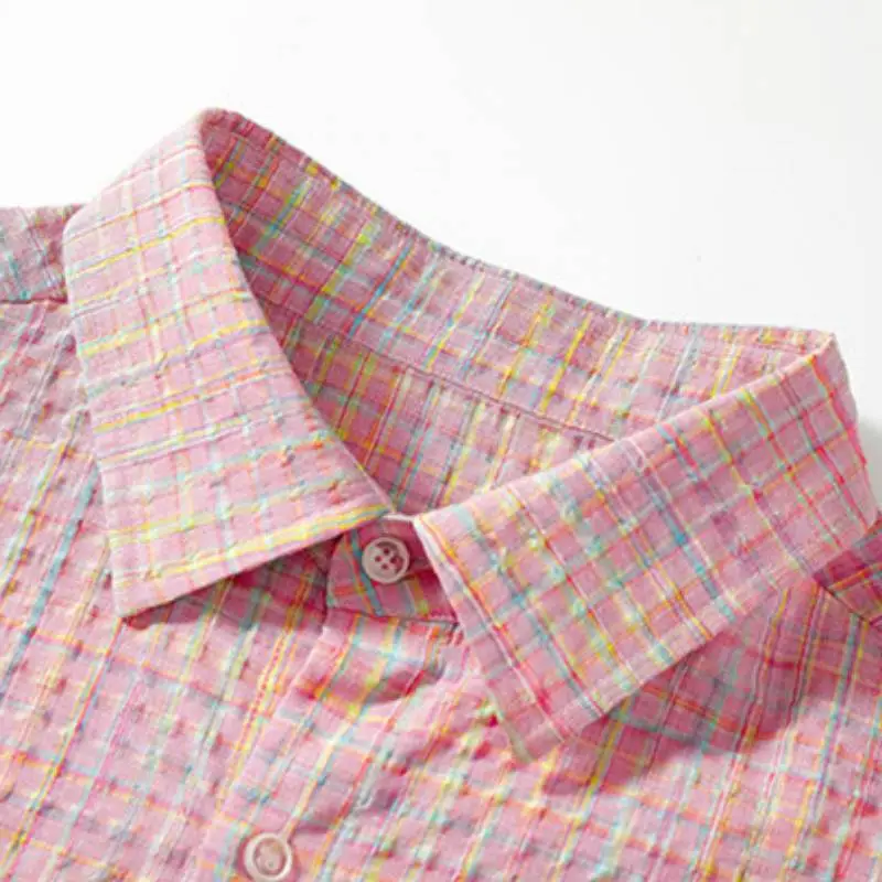 Fashionable Plaid Blended Synthetic Fabrics Shirt-6