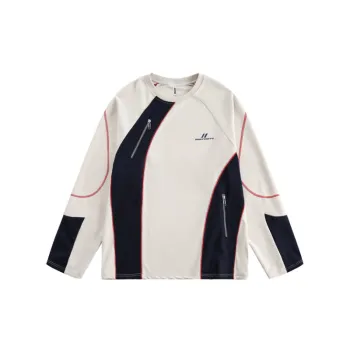 Fashion Design Sense Niche Stitching Contrast Color Sports Leisure Round Neck Sweatshirt