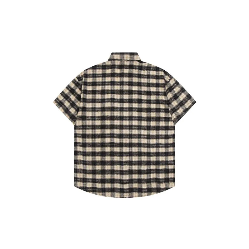 Retro Contrast Color Plaid T Shirt-1