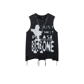 Washed Old Cut Abstract Printed Vest swag OOTD