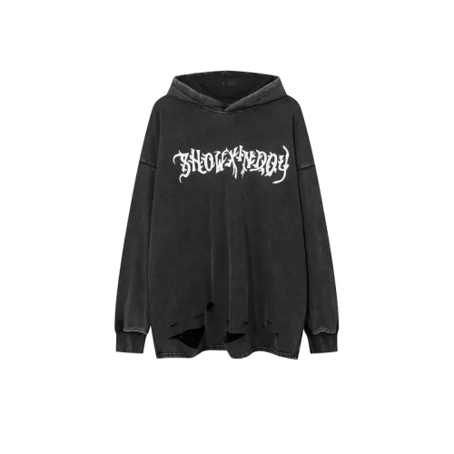 Aged Washed Hragened Skull Print Design Velvet Hoodie