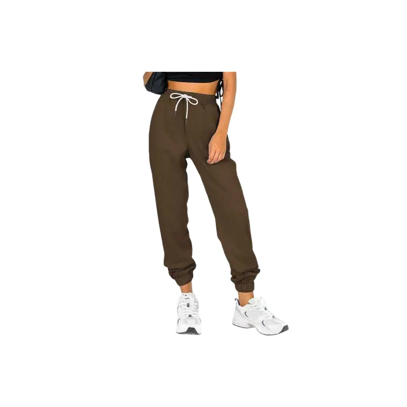 Simple Plain Knitted Fabric Casual Pants Women-0
