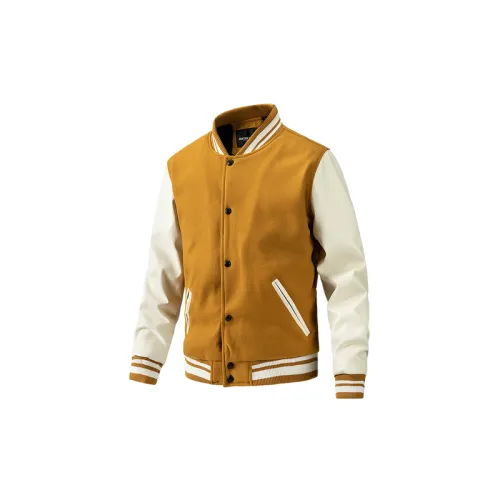 Sporty Striped Woolen Fabric Baseball Jersey