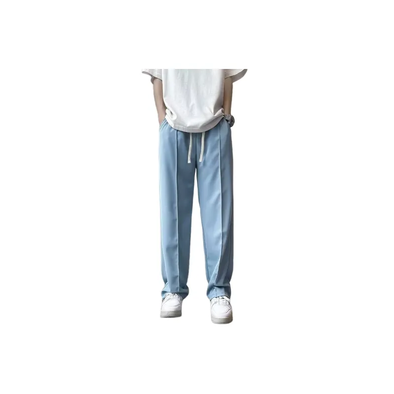 Simple Plain Polyester Casual Pants-6