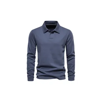 Casual Long Sleeve Cotton Blended Fabric Polo