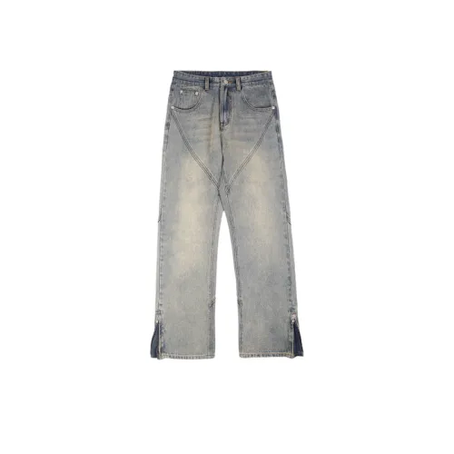 Washed Micro-La Vibe High Street Zipper Straight Leg Jeans