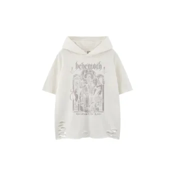 Retro Print Cotton Blended Fabric T-Shirt Unisex
