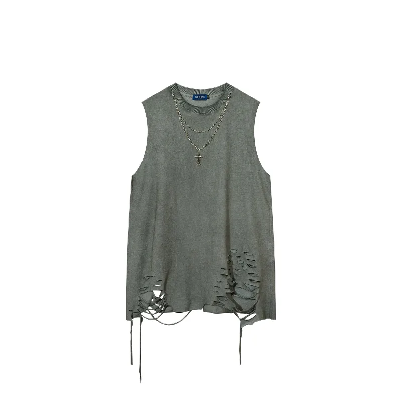 Retro Plain Cotton Vest-0