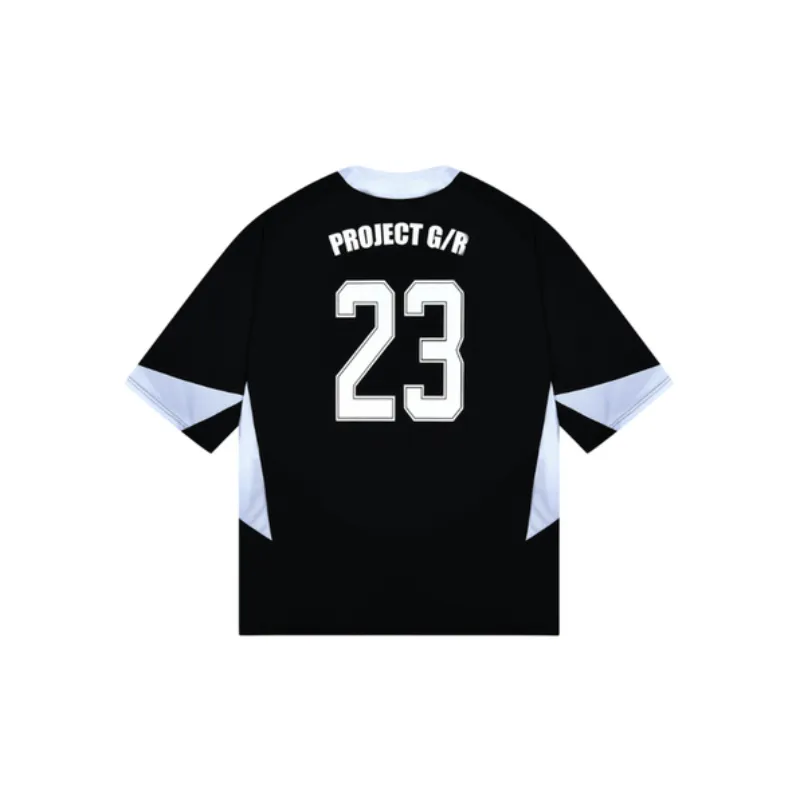 Stitching Football Short sleeved Retro Niche Loose T shirt-1