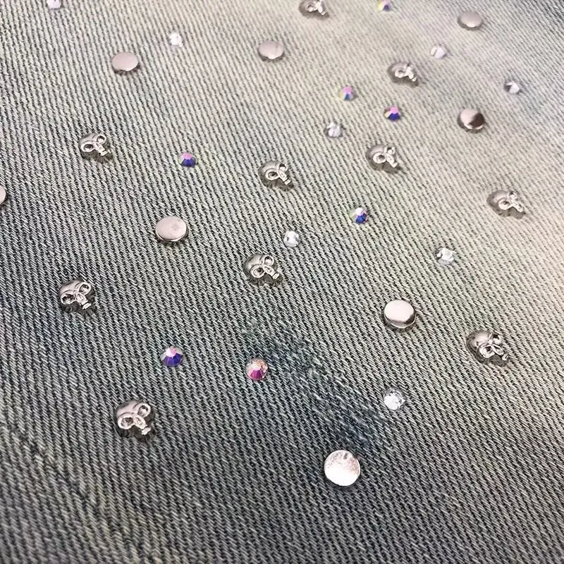 Retro Glitter Denim Casual Pants-3