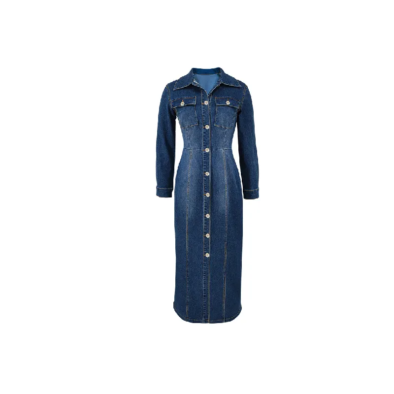 Casual Loose Denim Dress Women-0