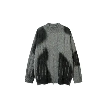 Retro Zipper Cotton Blended Fabric Sweater