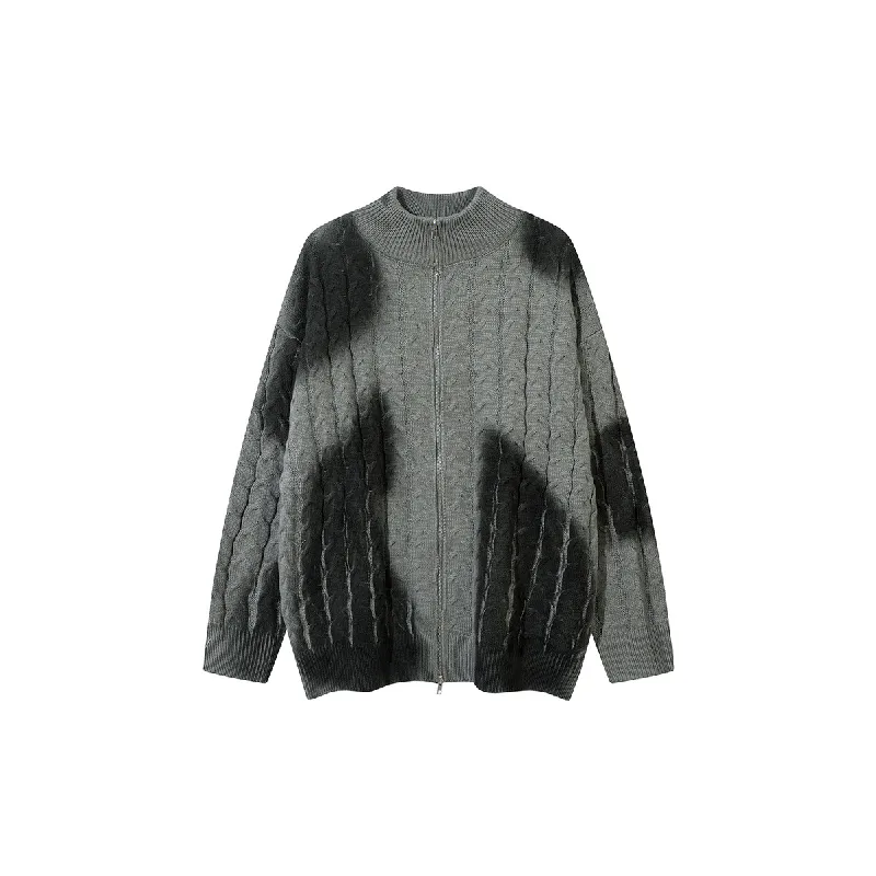 Retro Zipper Cotton Blended Fabric Sweater-3
