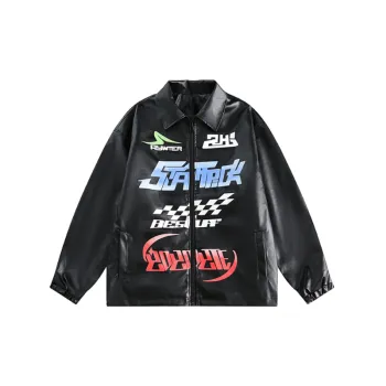 Fashion Retro Racing Harajuku Motorcycle PU Leather Jacket