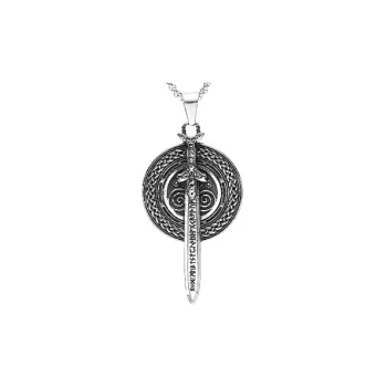 Stainless Steel Jewelry Retro Viking Warrior Sword Shield Pendant