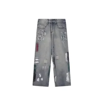 Vintage Ink Splash Washed And Distressed Jeans