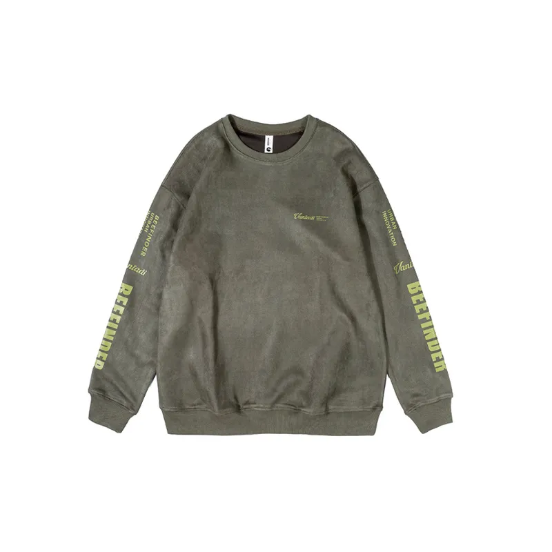 Printed Suede Heavy Loose Large Size Velvet Long Sleeve Sweatshirt-1