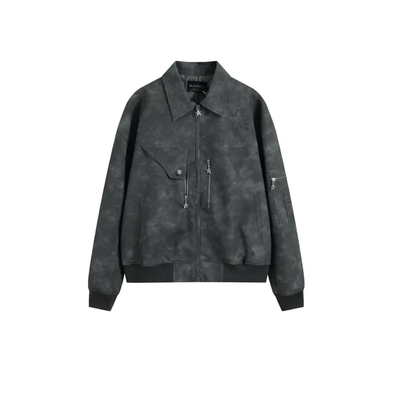 Retro Biker Suit Advanced Gradient Sizzy Aviator Leather Jacket
