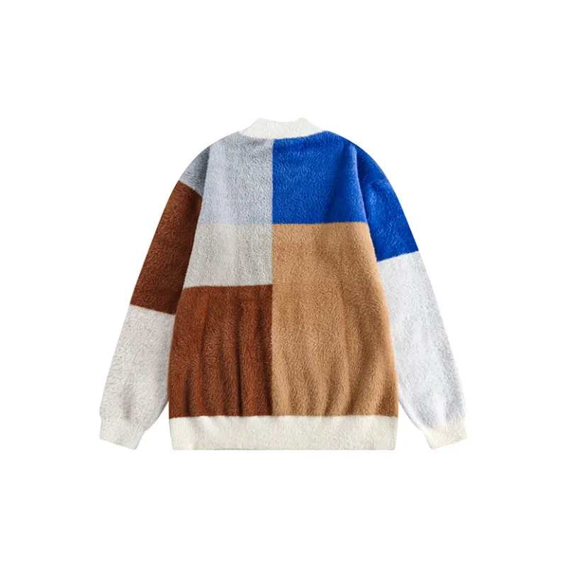 Contrasting Color Block Turtleneck Pullover Sweater-1