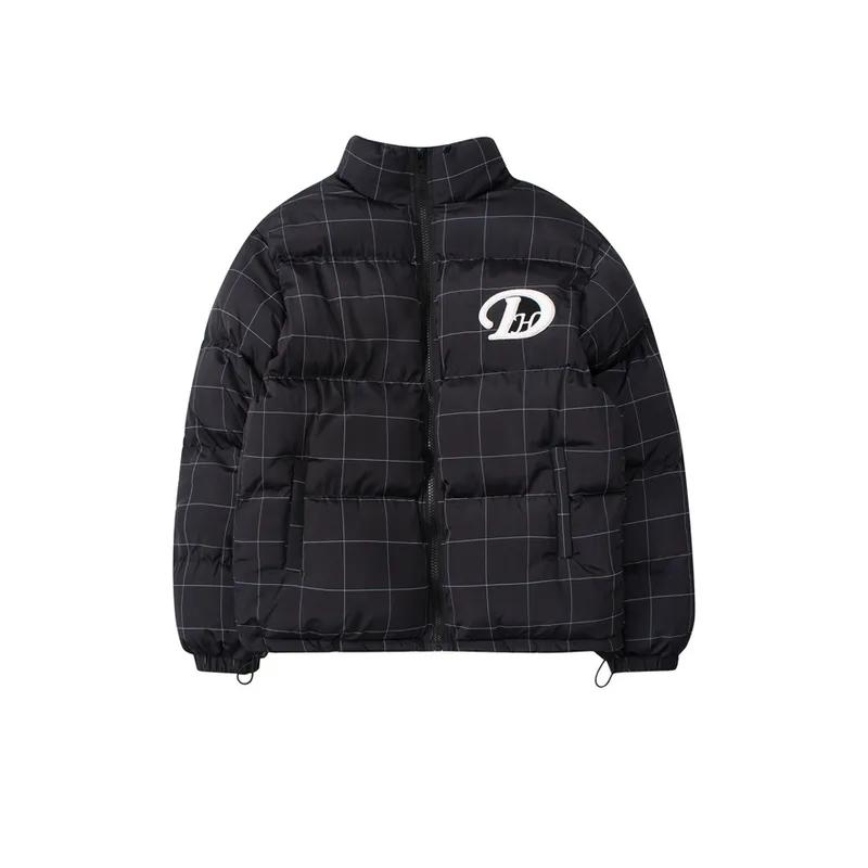 Design Sense Plaid Letter Flocking Lazy Style Cotton padded Jacket-0