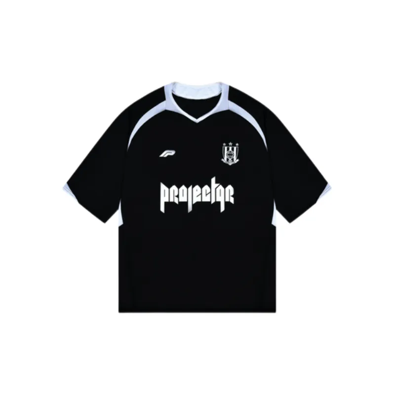 Stitching Football Short sleeved Retro Niche Loose T shirt-0