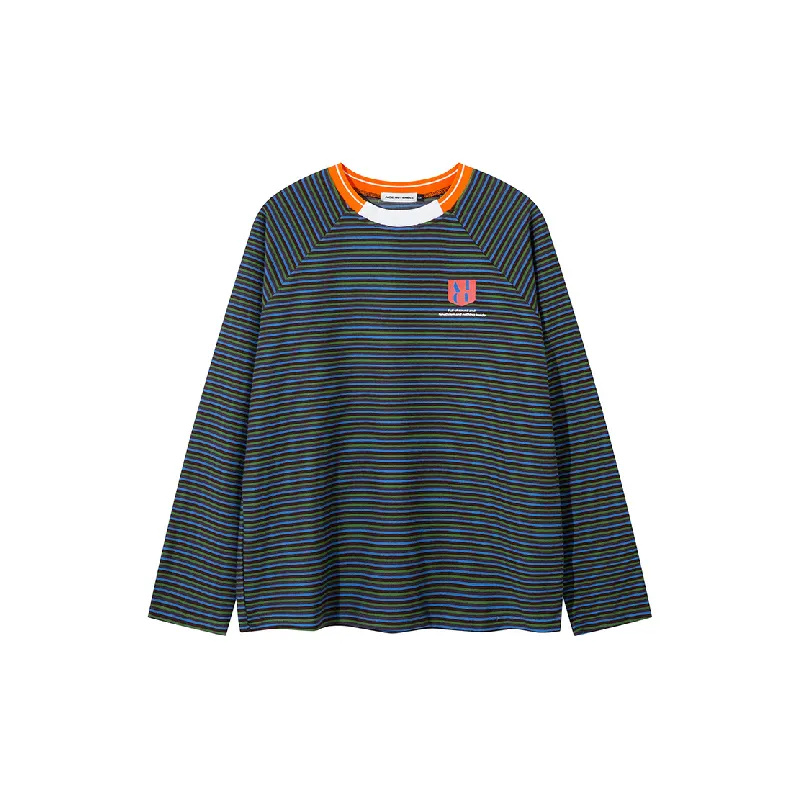 Retro Contrast Color Cotton Blended Fabric T Shirt-0