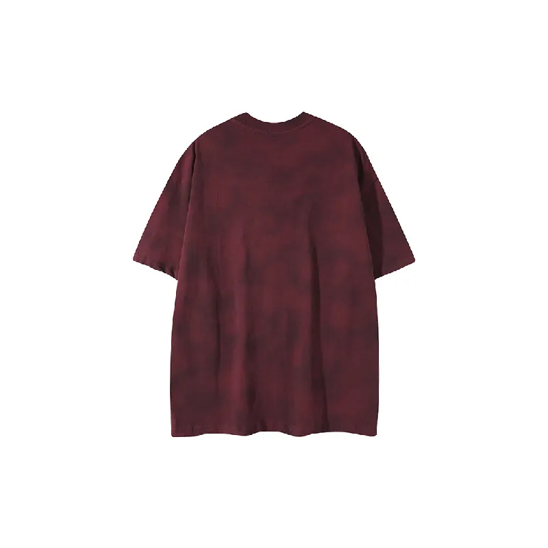 Tie Dye Letter Cotton Blended Fabric T Shirt-1