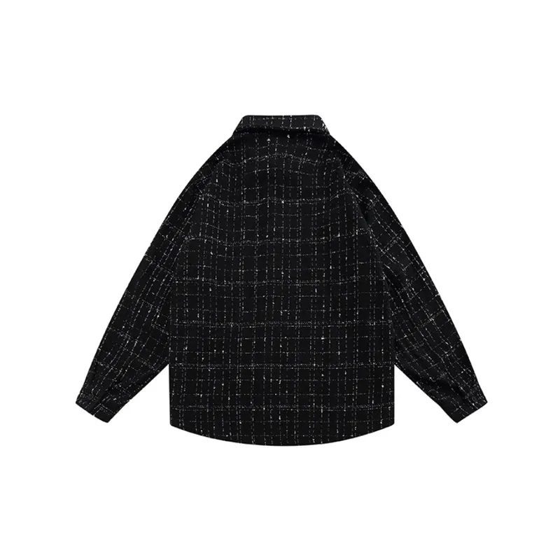 Embroidered Letter Plaid Jacket-1
