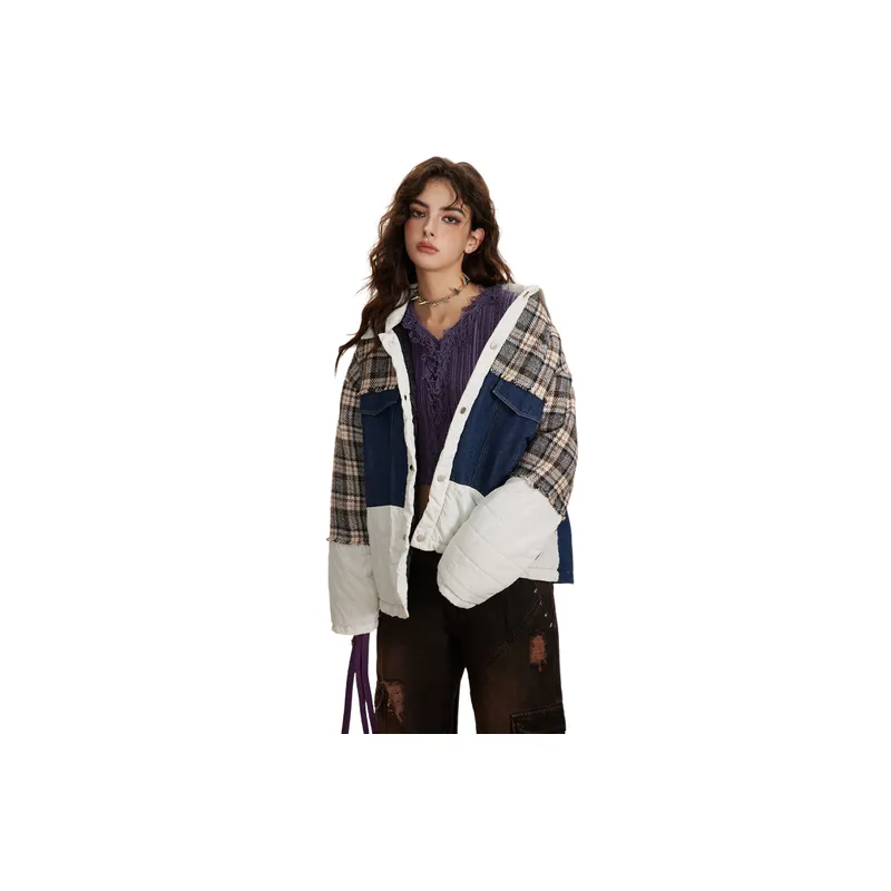 Fashion Vintage Couple Design Sense Stitching Cotton padded Jacket-2