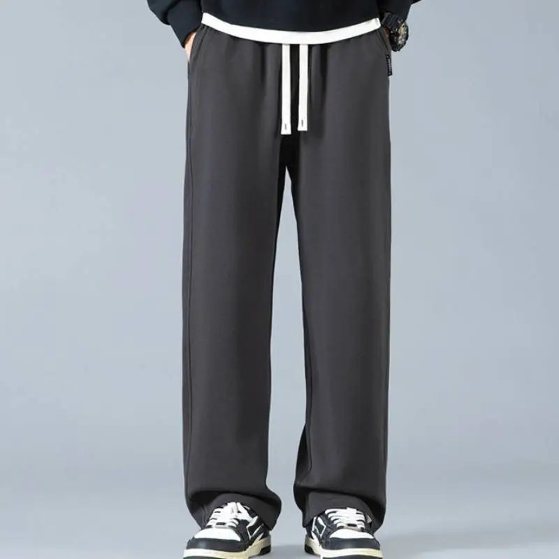 Loose Straight Leg Polyester Casual Pants-7