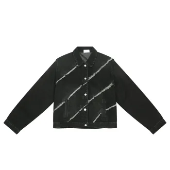 Street Rough Stitching Design Short Denim Coat