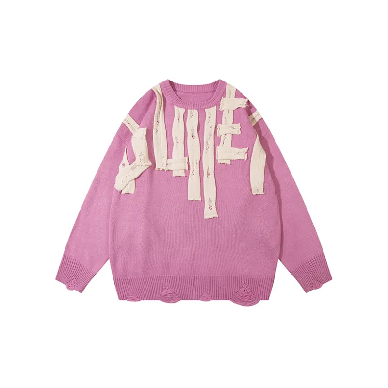 Retro Letter Loose Yarn Sweater-6