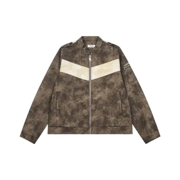 Embroidery Loose PU Jacket