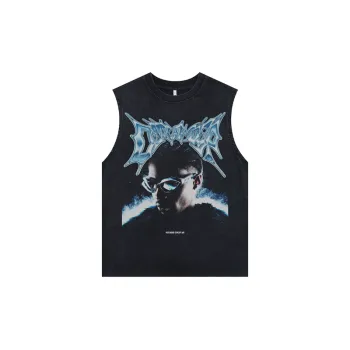 Character Print Sleeveless T Shirt