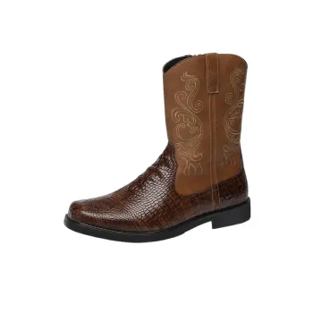 Funky Embroidered Mid Calf Boots