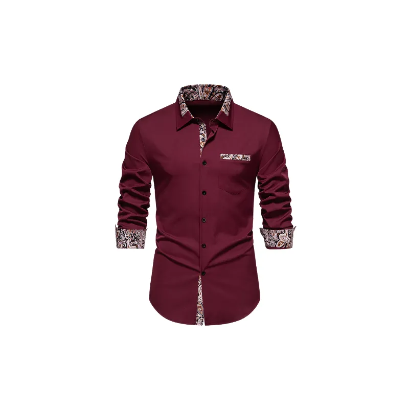 Fashionable Contrast Color Cotton Blended Fabric Shirt-0