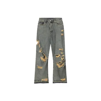 Straight Ripped Beggar Casual Jeans