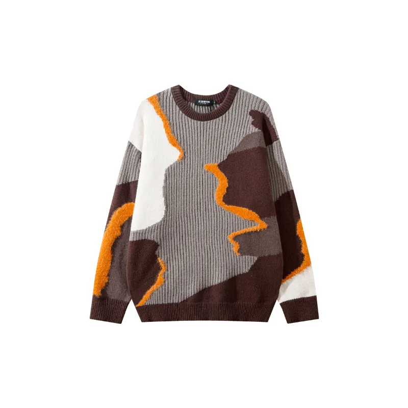 Hip Hop Irregular Stitching Color Blending Sweater-4