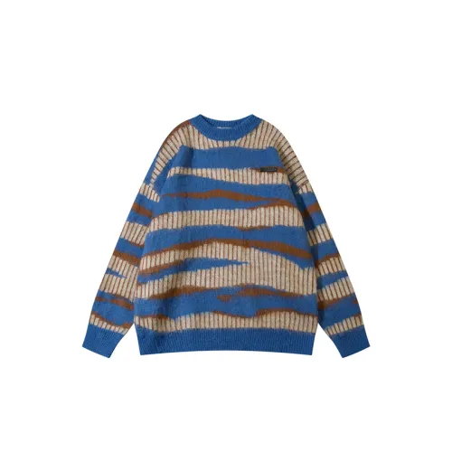 High Street Color Contrast Stripe Crewneck Sweater