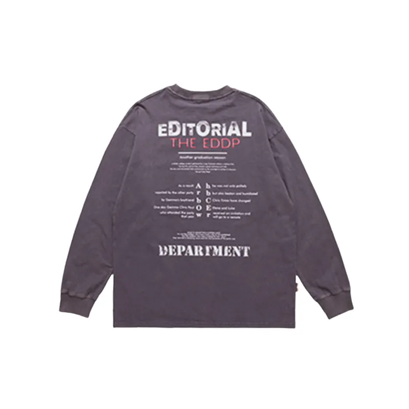 Vintage Distressed Wash Long Sleeve T shirt-5