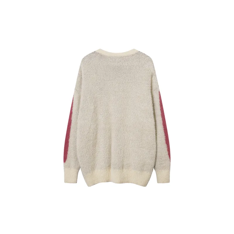 Hip Hop Stitching Contrast Color Crewneck Sweater-3