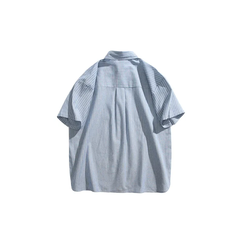 Casual Striped Cotton Blended Fabric Shirt Unisex-1