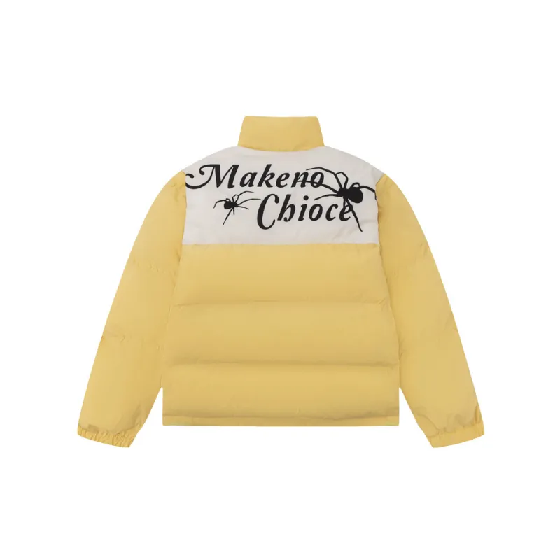 Spider Pattern Spliced Collision Color Cotton Jacket-1