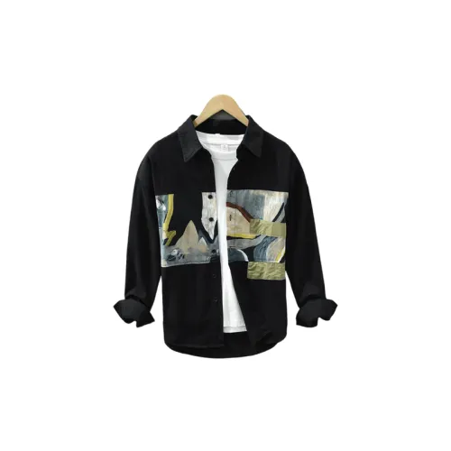 Printing Stitching Long Sleeve Casual Shirt