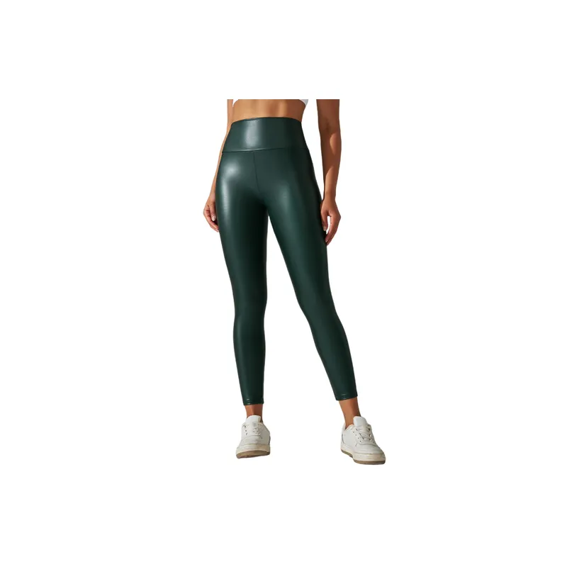 Sexy Plain PU Sports Pants Women-14