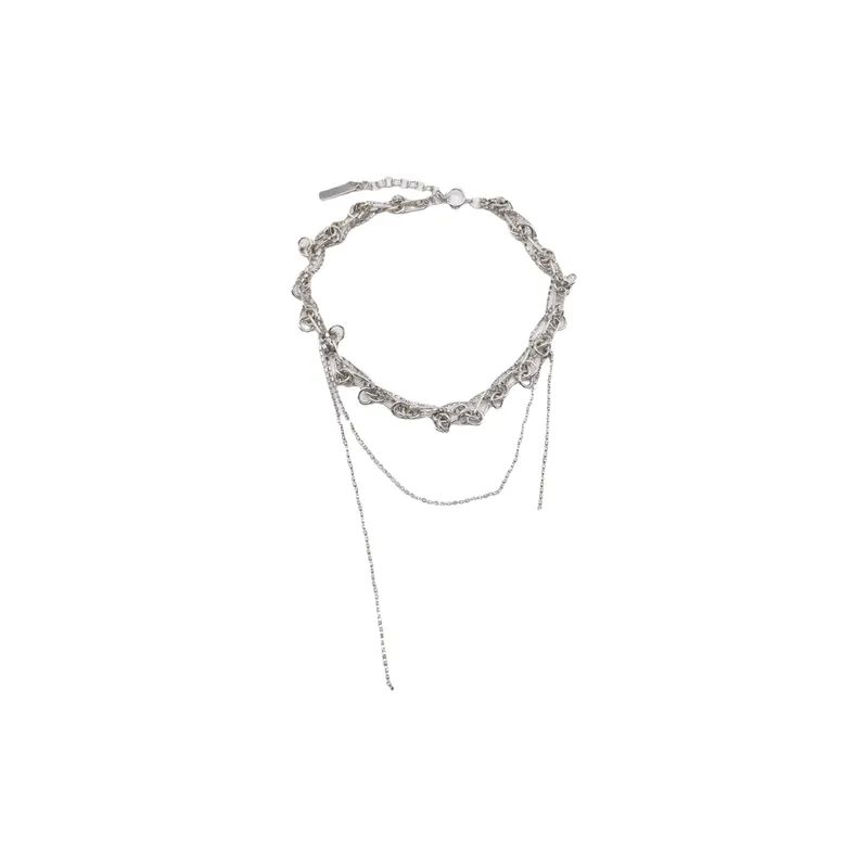 Hip Hop Silver Tassel Necklace-0
