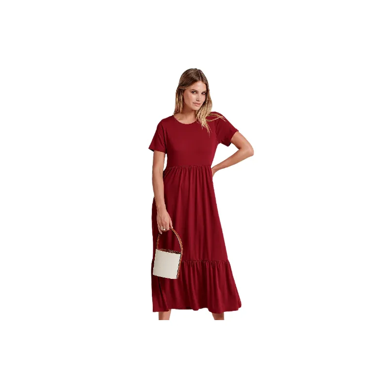 Casual Plain Cotton Dress Women-0
