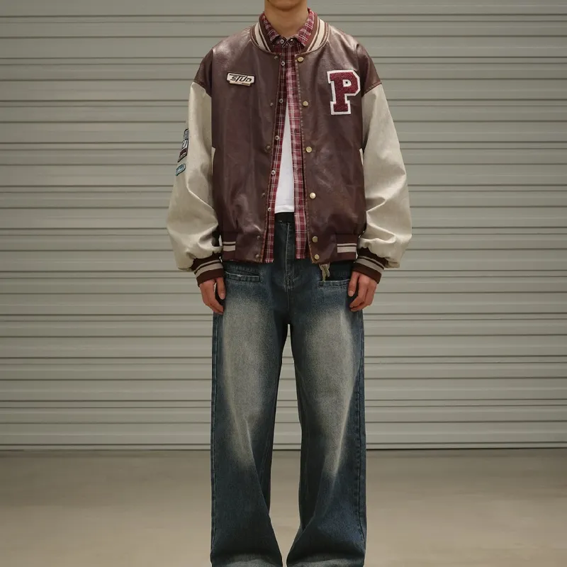 Funky Distress PU Leather Jacket-2