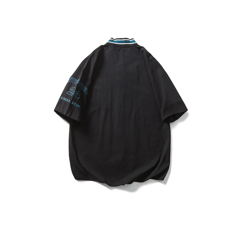 Embroidered Letter Baseball T Shirt-1